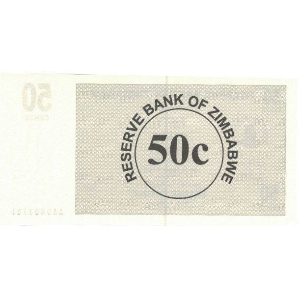 bancnota, 
  
  Zimbabwe, 
  
  50 de cenți