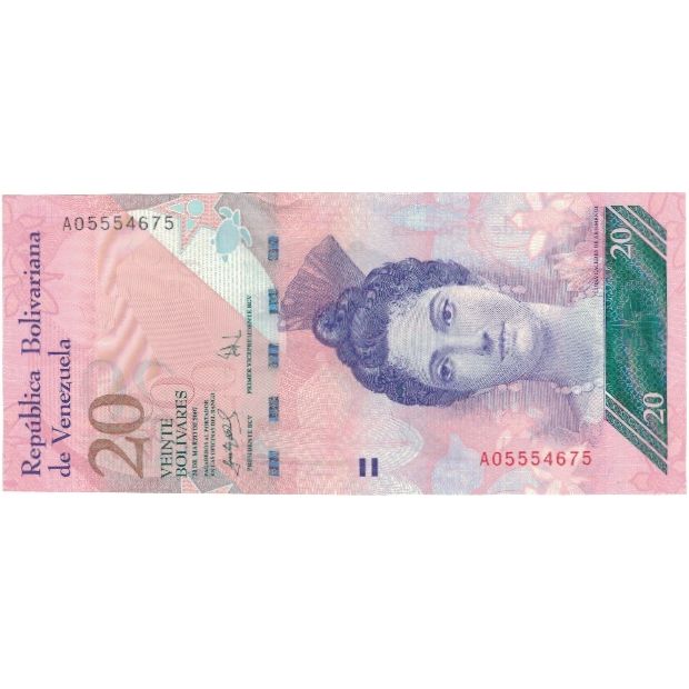 bancnota, 
  
  Venezuela, 
  
  20 bolivar