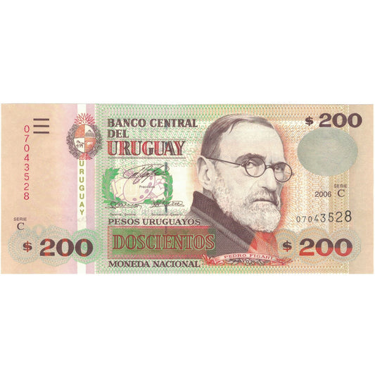 bancnota, 
  
  Uruguay, 
  
  200 de pesos uruguayos