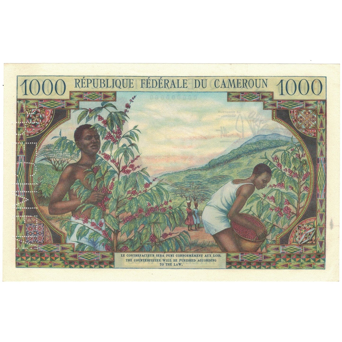 bancnota, 
  
  Camerun, 
  
  1000 de franci