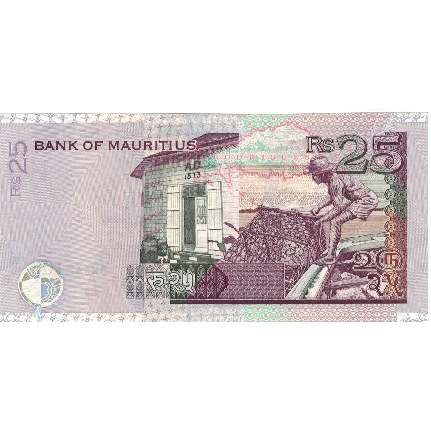 bancnota, 
  
  Mauritius, 
  
  25 de rupii