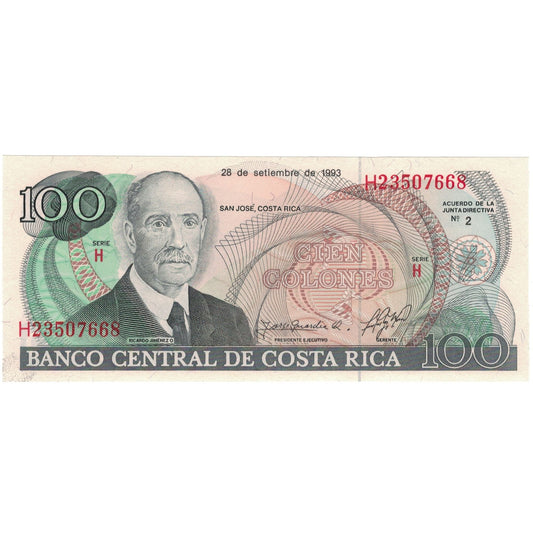 bancnota, 
  
  Costa Rica, 
  
  100 de Coloni