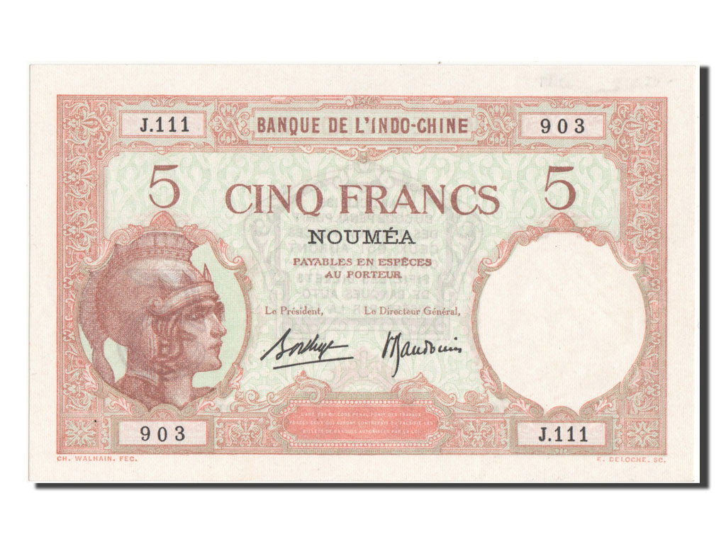 bancnota, 
  
  Noua Caledonie, 
  
  5 franci