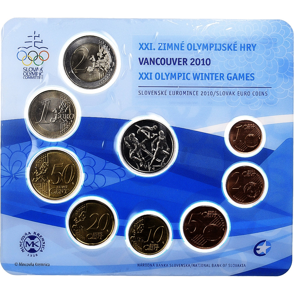 Slovacia, 
  
  Set 1 ct. - 2 euro + token, 
  
  Jocurile Olimpice de iarnă de la Vancouver