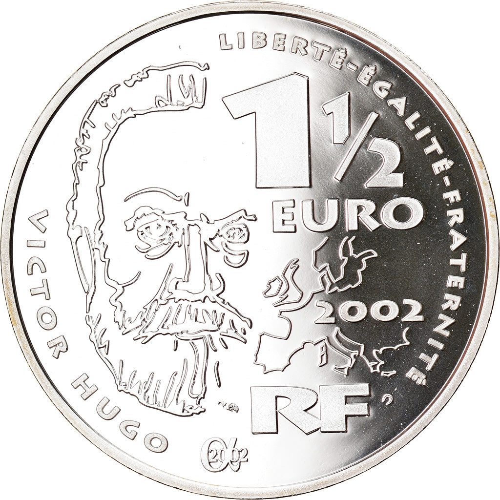 Franţa, 
  
  1-1/2 euro, 
  
  Victor Hugo