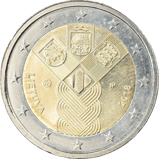 Lituania, 
  
  2 euro, 
  
  Centenaire de la fondarea statelor balte independente